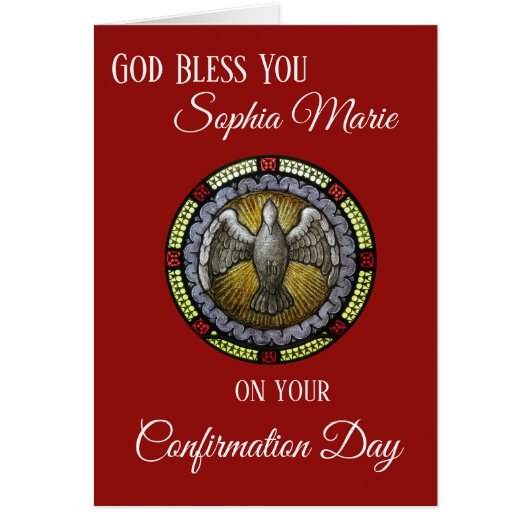 Sacrament Confirmation Stained Glass Window Dove Cards (Front)