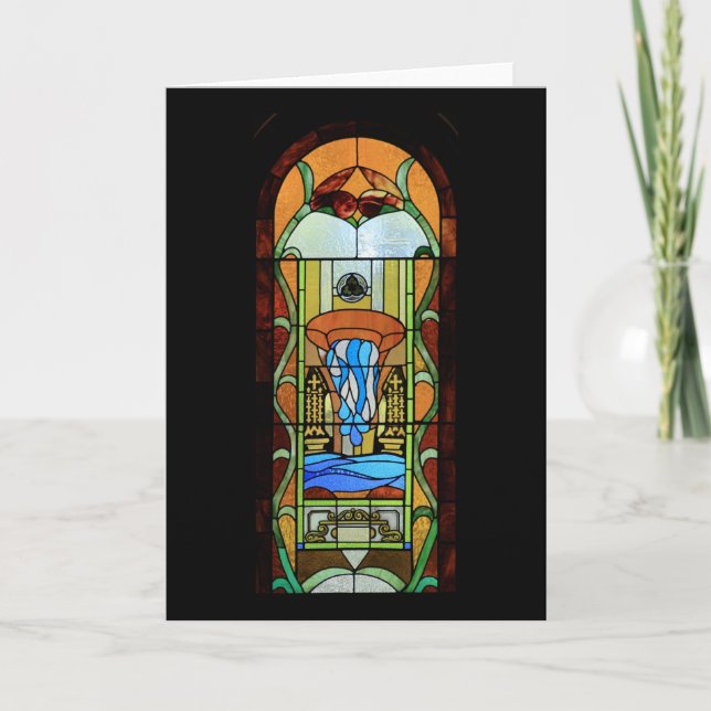Sacrament of Baptism Stained Glass Art Card (Front)