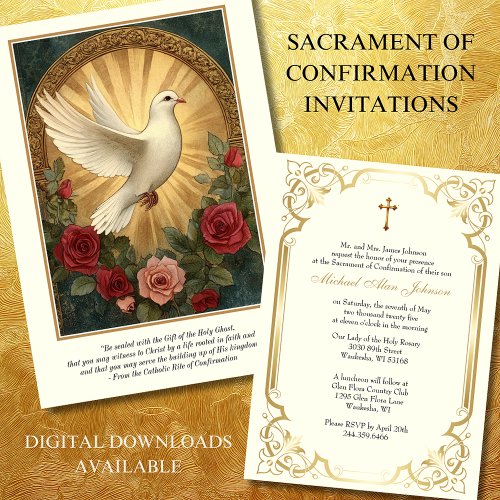 Sacrament of Confirmation Dove Roses Prayer
