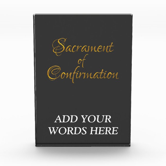Sacrament of Confirmation Golden 3D Look Acrylic Award (Front)