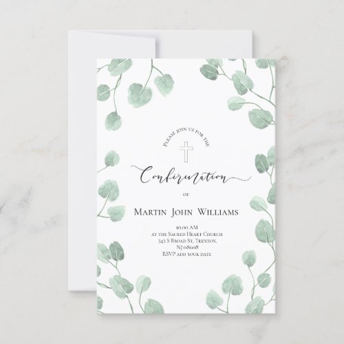 sacrament of Confirmation greenery decor Invitation