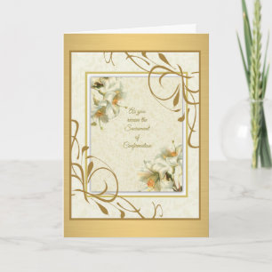 Sacrament of Confirmation Lilies Gold decor Card