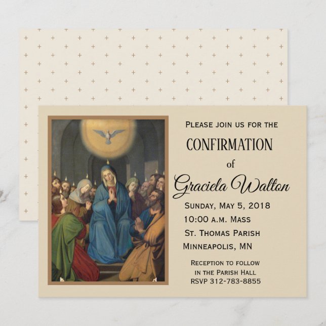 Sacrament of  Confirmation Mary & Holy Spirit Invitation (Front/Back)