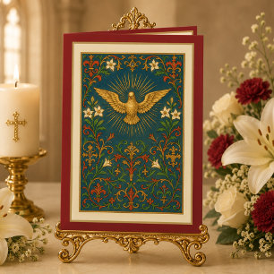Sacrament of Confirmation Prayer Green Gold Holiday Card