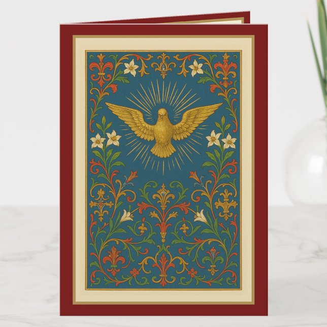 Sacrament of Confirmation Prayer Green Gold  Holiday Card (Creator Uploaded)