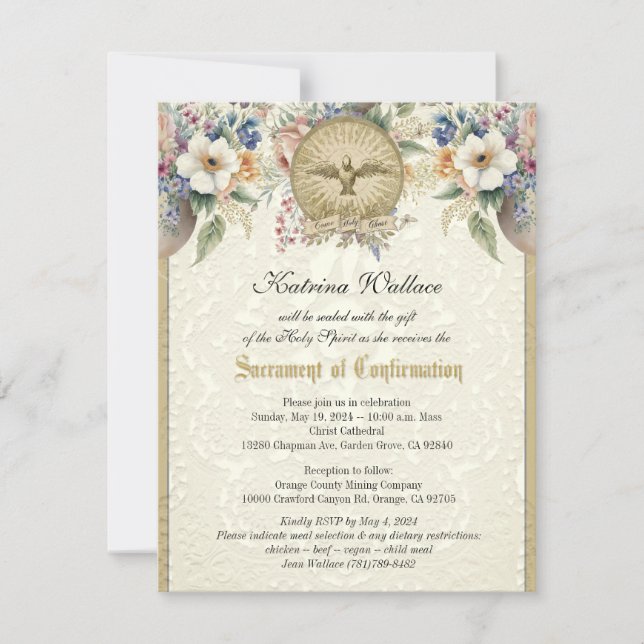 Sacrament of Confirmation Religious Catholic  Invitation (Front)