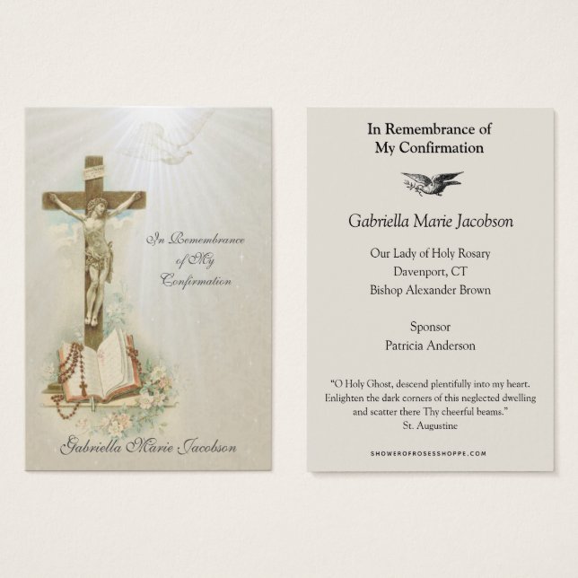 Sacrament of Confirmation Remembrance Holy Card (Front & Back)