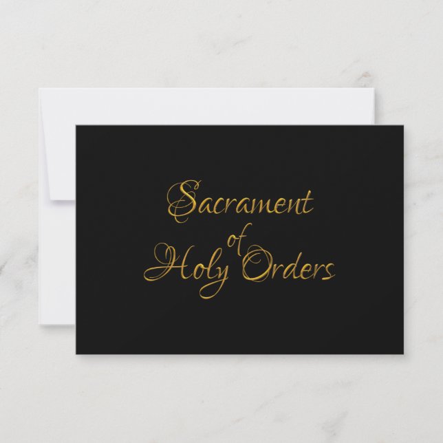 Sacrament of Holy Orders Golden 3D Look RSVP Card (Front)