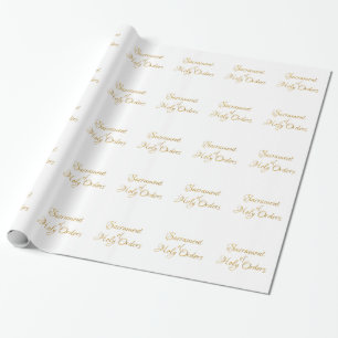 Sacrament of Holy Orders Golden 3D Look Wrapping Paper