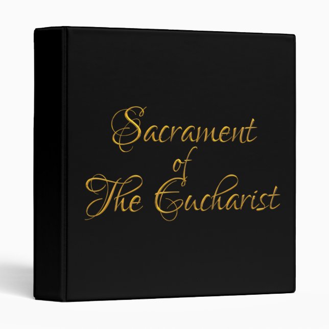 Sacrament of The Eucharist Golden 3D Look 3 Ring Binder (Front/Spine)
