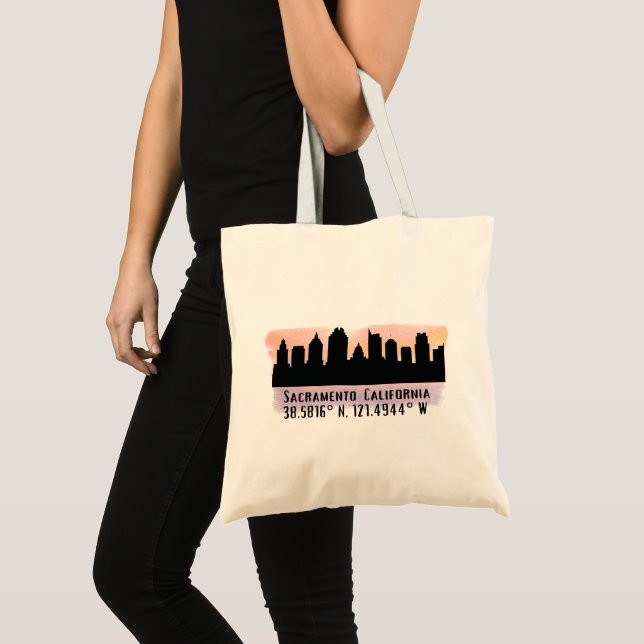 Sacramento CA City Skyline   Tote Bag (Front (Product))
