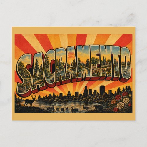 Sacramento CA Vintage Travel Art Postcard