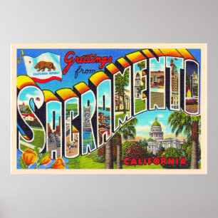 Sacramento California CA Large Letter Postcard Poster