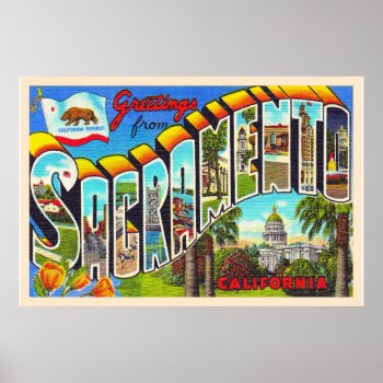 Sacramento California Ca Large Letter Postcard Poster by AmericanTravelogue at Zazzle