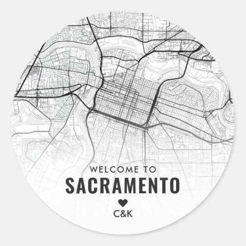 Sacramento California City Map  Wedding Welcome Classic Round Sticker