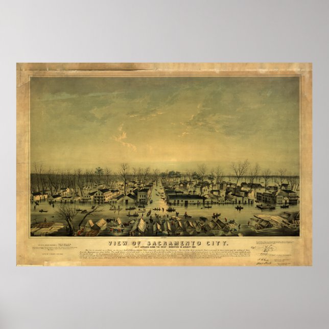 Sacramento, California during flood of Jan 1850 Poster (Front)
