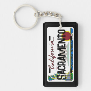 Sacramento California flag license plate keychain