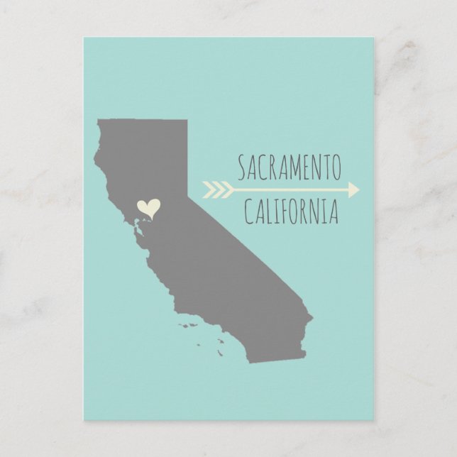 Sacramento, California Heart Postcard (Front)