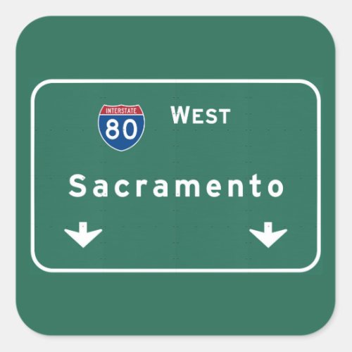 Sacramento California Interstate Highway Freeway  Square Sticker