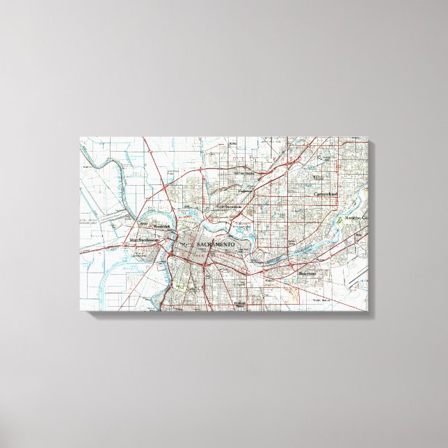 Sacramento California Map (1994) Canvas Print (Front)