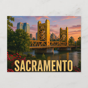 Sacramento California Riverfront Bridge Travel Gif Postcard