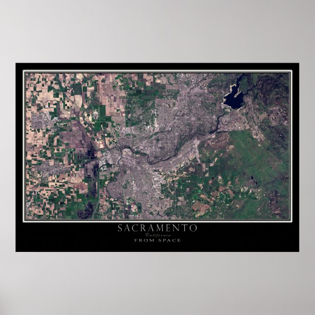 Sacramento California Satellite Poster Map (Front)
