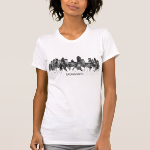 Sacramento California Skyline BW T-Shirt
