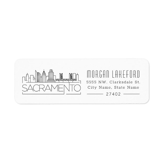 Sacramento, California Stylized Skyline | Label (Front)