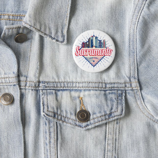 Sacramento California United States Skyline USA Button (In Situ)