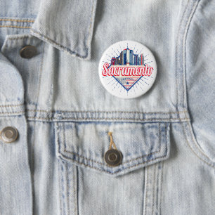 Sacramento California United States Skyline USA Button