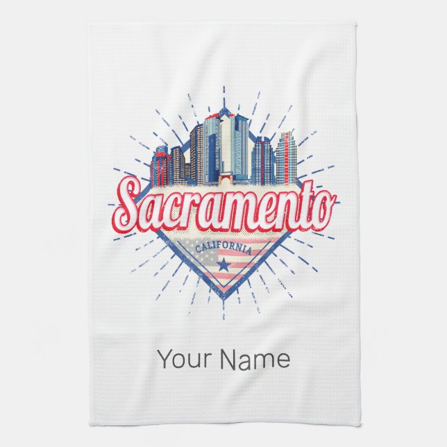 Sacramento California United States Skyline USA Kitchen Towel (Vertical)