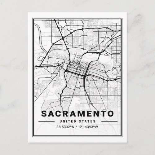 Sacramento California USA Travel City Map Postcard