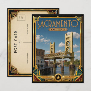 Sacramento California Vintage Art Deco Golden Age Postcard