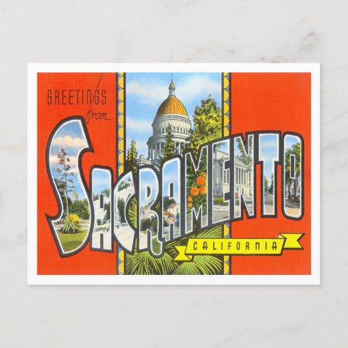 Sacramento California Vintage Big Letters Postcar Postcard