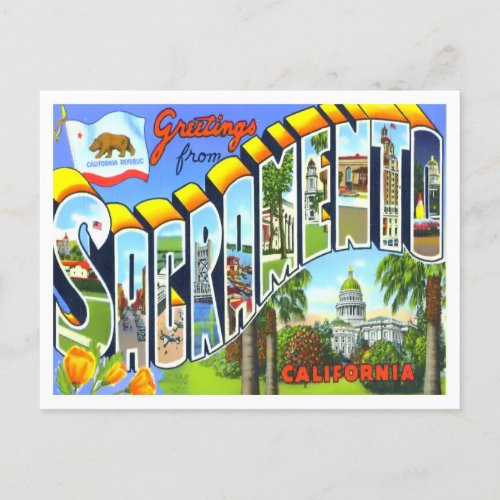 Sacramento California Vintage Big Letters Postcard