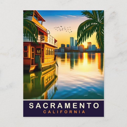 Sacramento California Waterfront Travel Postcard
