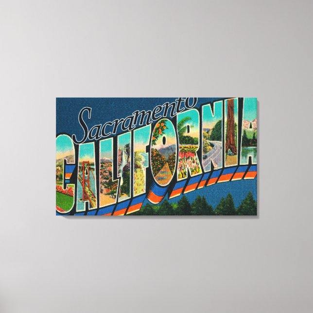 Sacramento, CaliforniaLarge Letter Scenes Canvas Print (Front)