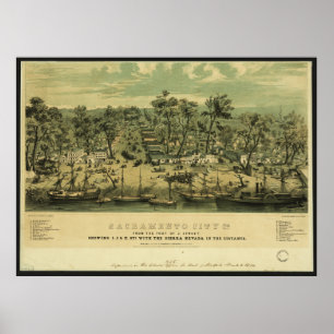 Sacramento City California in 1849 by C Parsons Poster
