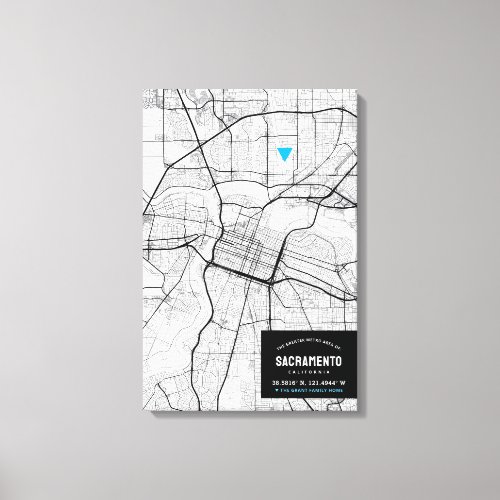 Sacramento City Map  Mark Your Location Canvas Print