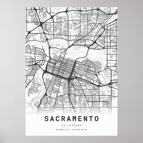 Sacramento City Map Poster