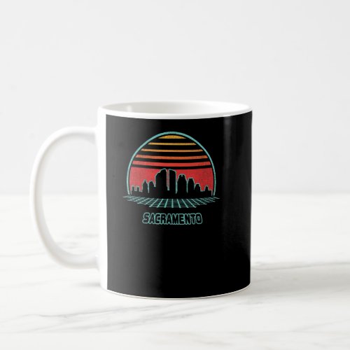 Sacramento City Skyline Retro 80s Style Souvenir  Coffee Mug