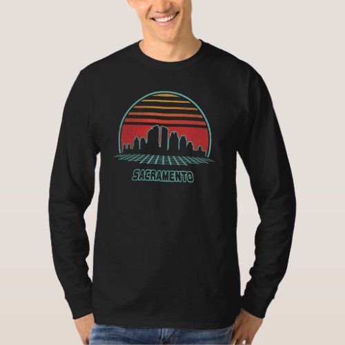 Sacramento City Skyline Retro 80s Style Souvenir T_Shirt