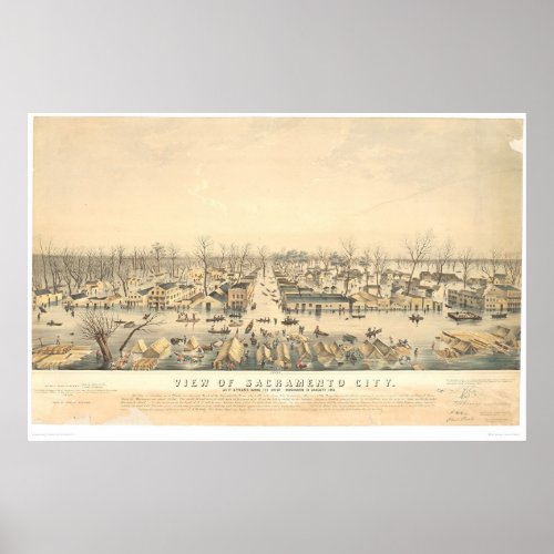 Sacramento During Flood of 1850 1586A Poster