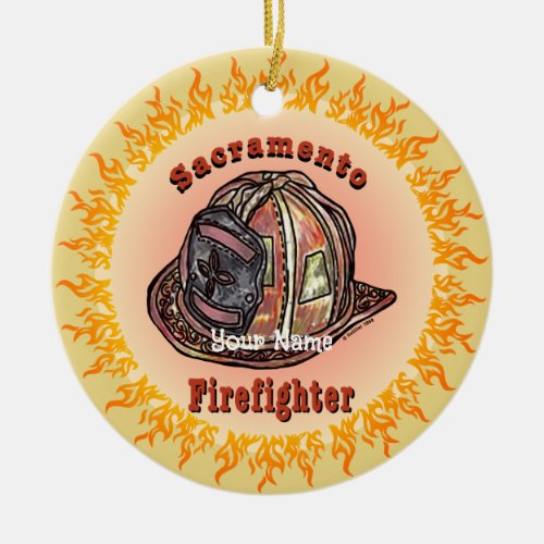 Sacramento Firefighter custom name ornament