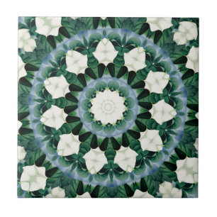 Sacramento Green and Cerulean Blue Mandala Ceramic Tile