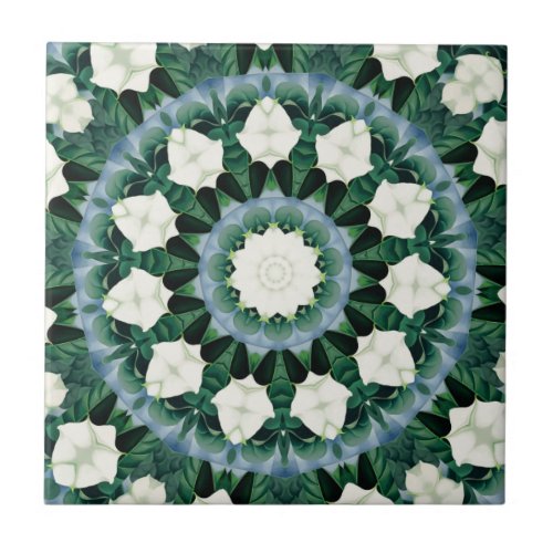 Sacramento Green and Cerulean Blue Mandala Ceramic Tile