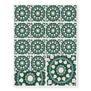 Sacramento Green and Cerulean Blue Mandala Temporary Tattoos