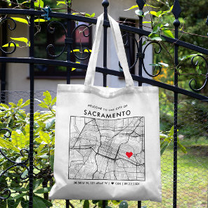 Sacramento Love Locator | City Map Wedding Welcome Tote Bag