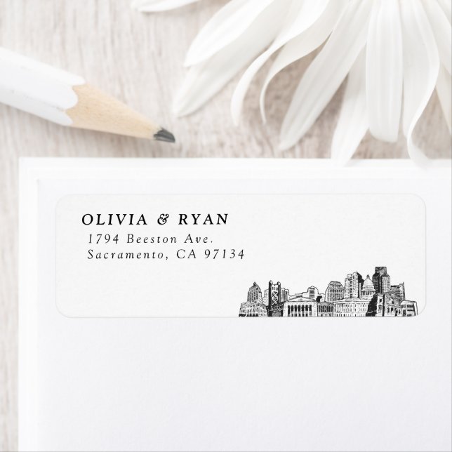 Sacramento Skyline Modern Return Address Labels (Insitu)