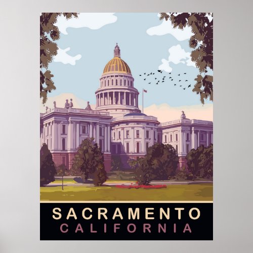  Sacramento State Capital California Travel Poster